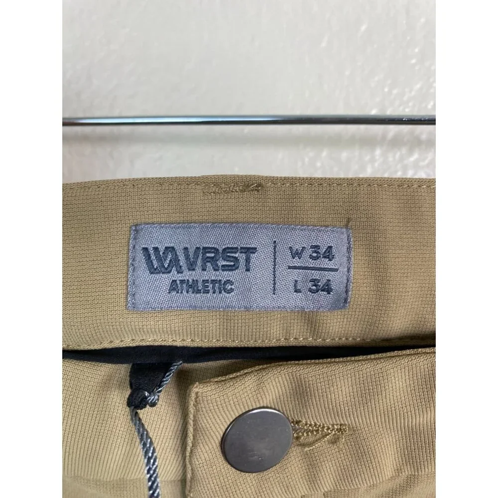 VRST Men Brown‎ Golf Athletic Pants size 34x34 Polyester Blend performance Chino